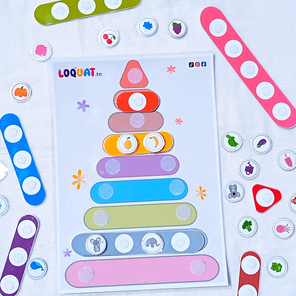 jeu pyramide enfant tri couleurs tailles