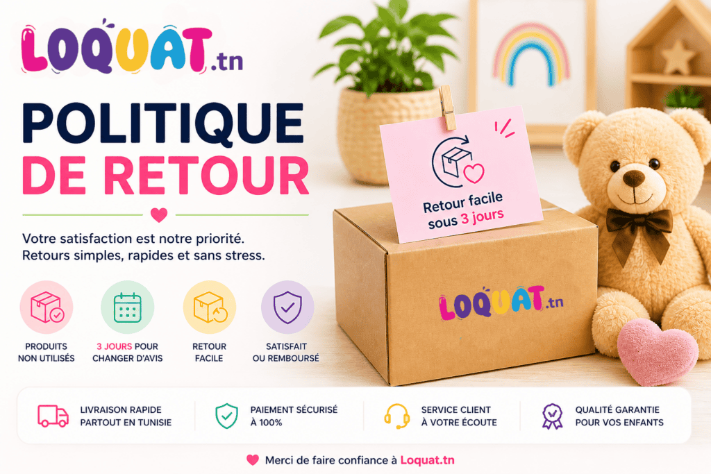 politique de retour Tunisie Loquat retour facile sous 3 jours remboursement échange produit