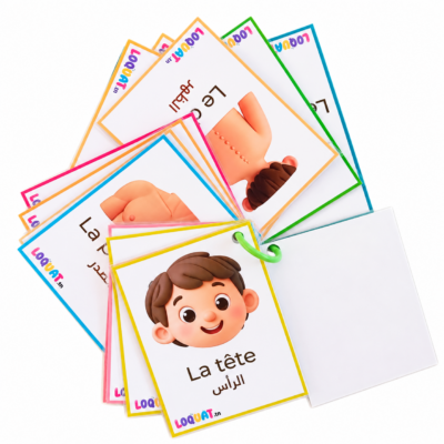 cartes éducatives parties du corps enfant français arabe